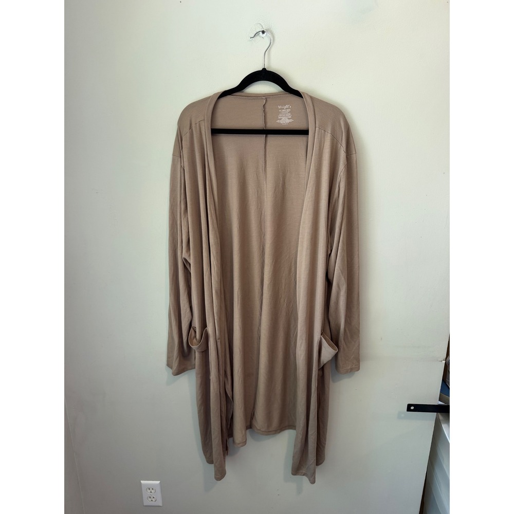 Wright's Women Brown Open Front Long Sleeve Pocket Cardigan 4X WRTJ0520P